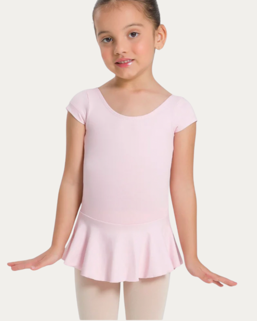 Christabel Bow Back Cap Sleeve Skirted Leotard - Light Pink