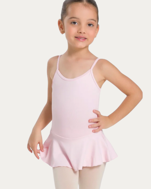 Lucinda Bow Back Skirted Camisole Leotard - Light Pink