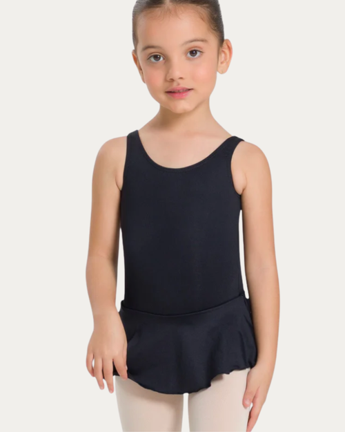 Coomer Ballet Conservatory Bow Back Tank Skirted Leotard in Black