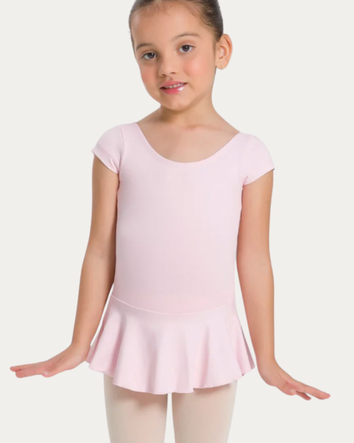 Coomer Ballet Conservatory Bow Back Cap Sleeve Skirted Leotard - Light Pink