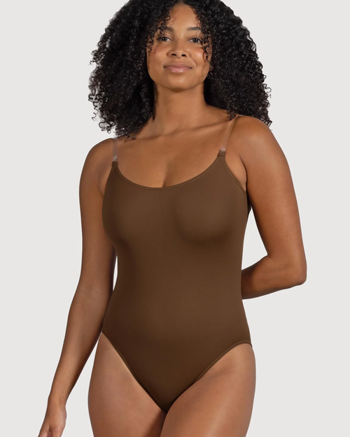 Ladies Adjustable Strap Bodysuit - Cocoa