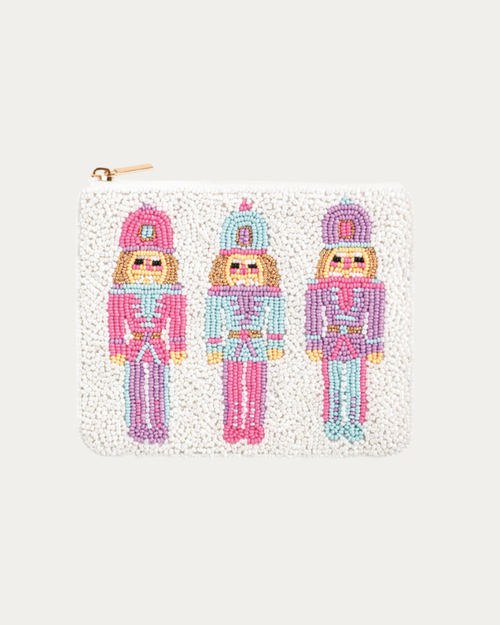 Nutcracker Pink Holiday Beaded Pouch