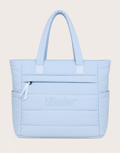 Nikolay Medium Tote Bag with Zipper - Light Blue