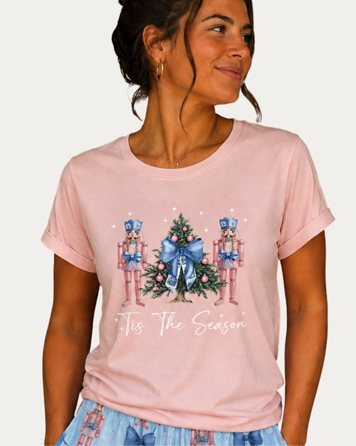 Blush & Blue Nutcracker Bows Adult Tee