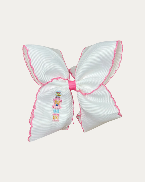 Pink Nutcracker Embroidered Moonstitch Hair Bow