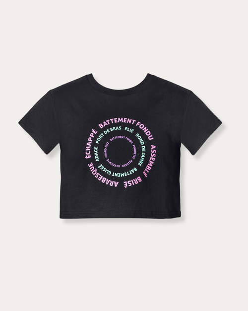 Ballet Terminology Cropped Tee - Black