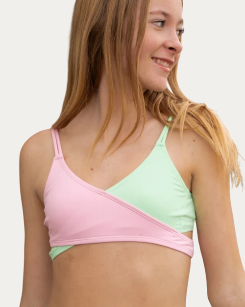 Honeycut Two-Tone Adult Wrap Top - Pink Panther & Bright Mint
