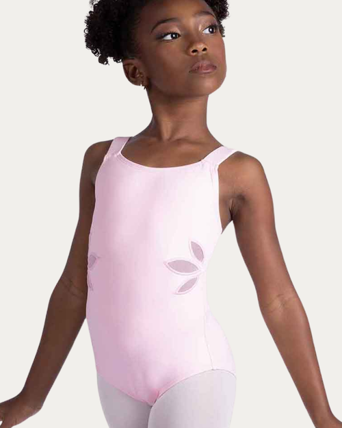 Lilah Girls Floral Cutout Leotard - Pink
