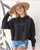 Dancer Embroidered Crop Hoodie - Black