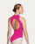 Mirella Gold Zipper Front Leotard - Hot Pink