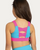 Dakota Contrast Color Crisscross Back Youth Tank Top - Blue Lagoon/Neon Pink