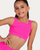 Coty Square Neck Criss Cross Back Youth Tank Top - Neon Pink