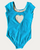 Amara Cap Sleeve with Heart Shape Back Leotard - Turquoise