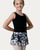 Flower Printed Youth Skirt - Black