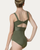 Ribbed Insert Adult Camisole Leotard - Olive