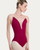 Loretta Princess Seam Camisole Adult Leotard with Mesh Insert - Burgundy