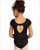 Amara Cap Sleeve with Heart Shape Back Leotard - Black