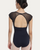 Intermezzo Cap Sleeve Mesh Detailed Leotard - Black