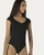 Cap Sleeve Mesh Back Adult Leotard - Black