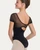 Kiki Adult Leotard with Mesh Cap Sleeves and Keyhole Back - Black