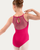 Bloch Floral Embroidered Halter Leotard with Keyhole Back - Hot Pink