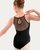 Bloch Floral Embroidered Halter Leotard with Keyhole Back - Black