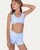 XoDanceCo Gingham Criss Cross Youth Top - Powder Blue
