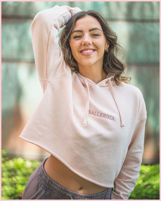 Ballerina Embroidered Hoodie - Pink