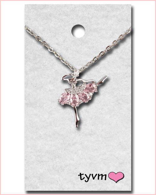 Crystal Ballerina Necklace - Pink
