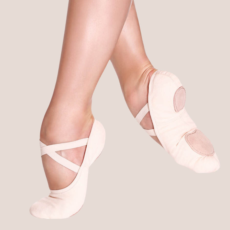 Pink canvas split-sole ballet slippers