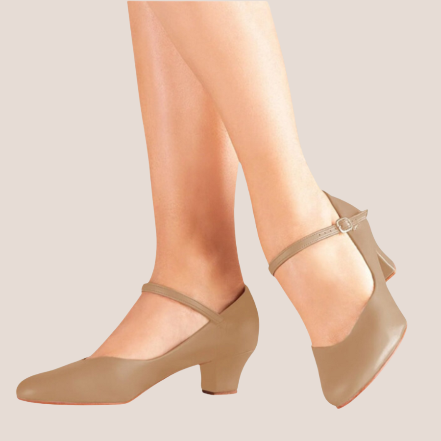 Tan character shoes with ankle strap