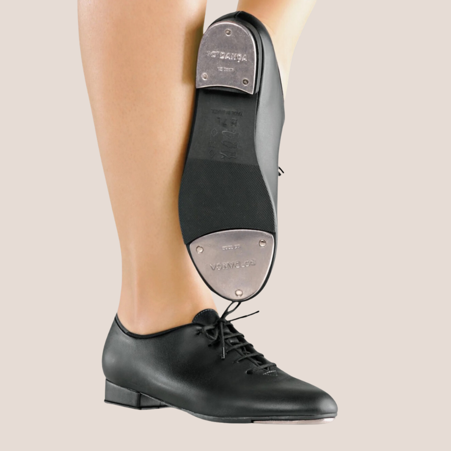 Black lace-up oxford tap shoes