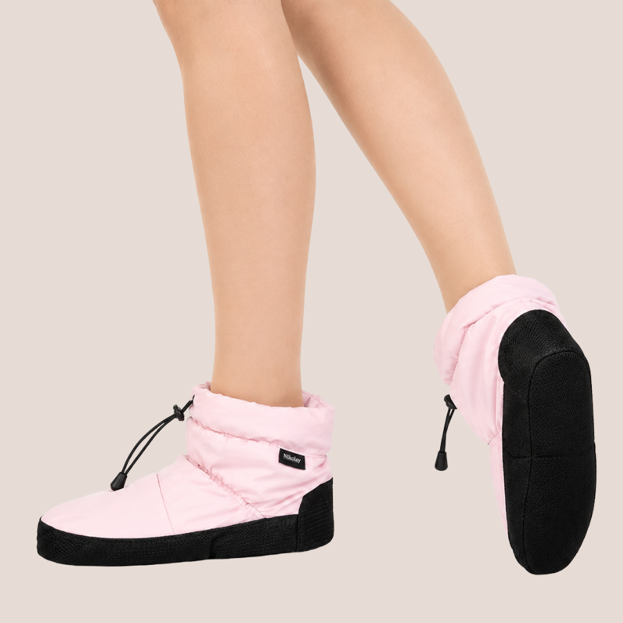 Blush quilted warm up booties