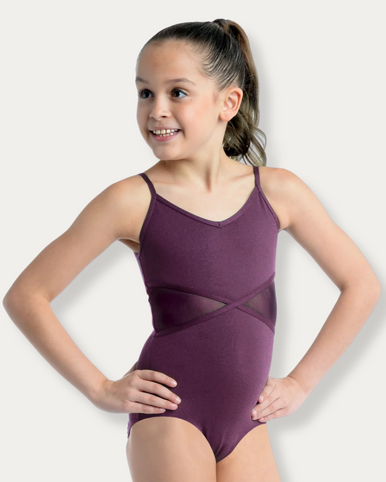 Camisole Leotard with Mesh Inserts - Merlot - Tween
