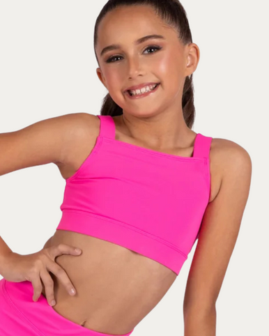 Coty Square Neck Criss Cross Back Youth Tank Top - Neon Pink