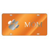Clemson Tigers Tag (Orange Mirror Acrylic with Mirror Acrylic Logo (14223))