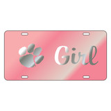 Clemson Tigers Tag (Pink Mirror Acrylic with Mirror Acrylic Logo (14219))