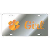 Clemson Tigers Tag (Mirror Acrylic with Orange Mirror Acrylic Logo (14221))