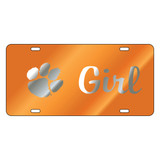 Clemson Tigers Tag (orange Mirror Acrylic with Mirror Acrylic Logo (14220))