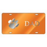 Clemson Tigers Tag (Orange Mirror Acrylic with Mirror Acrylic Logo (14225))