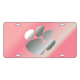 Clemson Tigers Tag (Pink Mirror Acrylic with Mirror Acrylic Logo (14133))