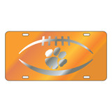 Clemson Tigers Tag (Orange Mirror Acrylic with Mirror Acrylic Logo (14125))