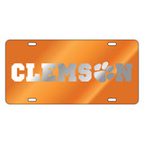 Clemson Tigers Tag (Orange Mirror Acrylic with Mirror Acrylic Logo (14057))
