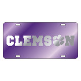 Clemson Tigers Tag (Purple Mirror Acrylic with Mirror Logo (14056))