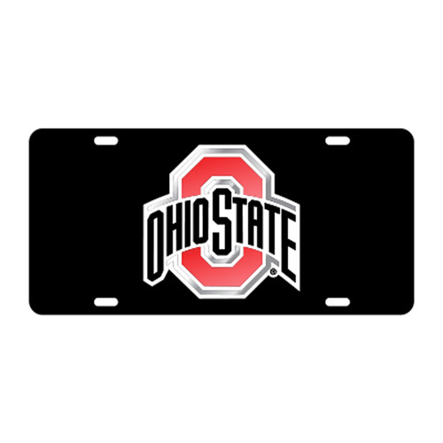 Ohio State University Tags (Black Acrylic with Red Mirror/Mirror acrylic Logo (48068))