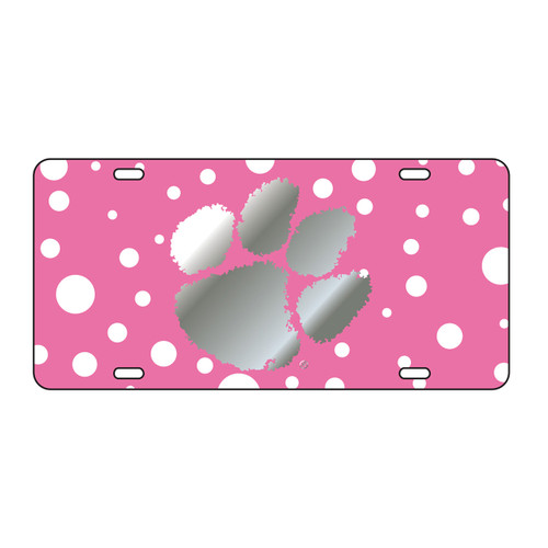 Clemson Tigers Tag (Pink polkadots with Mirror Acrylic Logo (14252))