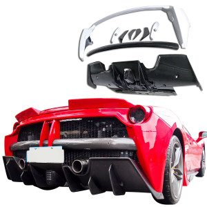 Partial Carbon Fiber MDES Rear Bumper w Diffuser > Ferrari 488 GTB (F142M) 2016-2019 - image 1