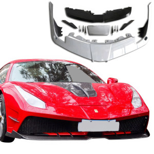 ModeloDrive Partial Carbon Fiber MDES Front Bumper w Splitter > Ferrari 488 GTB (F142M) 2016-2019 - image 1