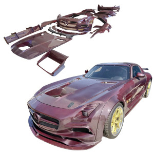 ModeloDrive Carbon Fiber BLK-GT Wide Body Kit w Wing > Mercedes-Benz SLS AMG (R197) 2011-2014 - image 1 ModeloDrive Carbon Fiber BLK-GT Wide Body Kit w Wing > Mercedes-Benz SLS AMG (R197) 2011-2014 - image 1