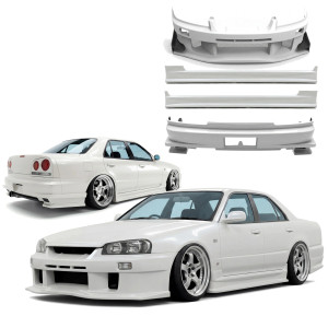 FRP URA GT Body Kit 6pc > Nissan Skyline (R34) GTT 1999-2004 > 4dr Sedan - image 1